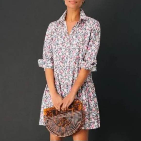 The Shirt Dress By Rochelle Behrens Drop Waist Floral Button Down Dress - Picture 14 of 15